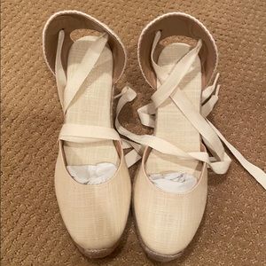 Soludos Blush Linen Tall Wedge